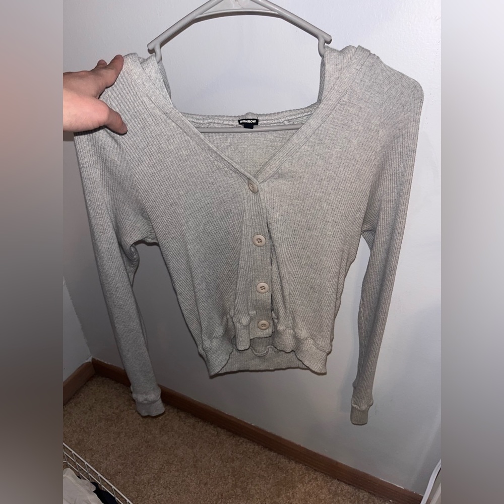 Monrow by Revolve Gray Button Sweater